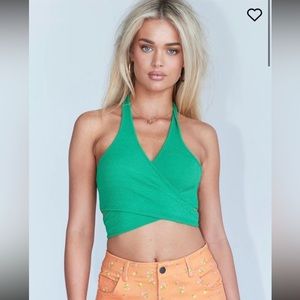 Princess Polly green wrap top
